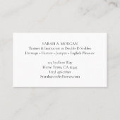 Carte De Visite Eggbutt Snaffle Bit Equestrio (Dos)