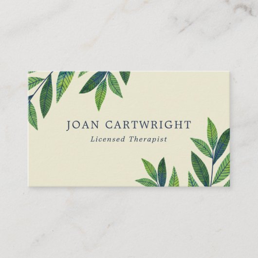 Carte De Visite Eggshell Green Feuilles Light Blue Therapy (Devant)