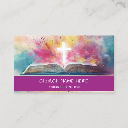 Carte De Visite Église Biblique Violet Clair (Dos)