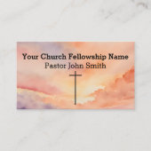 Carte De Visite Église chrétienne Abstraite Orange Sky Cross (Devant)