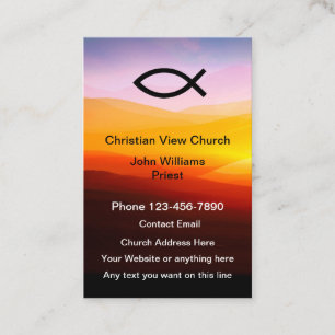 Carte De Visite Église chrétienne Coucher de soleil pittoresque Po