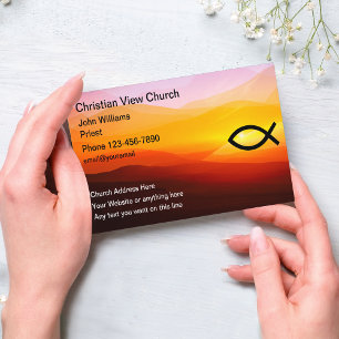 Carte De Visite Église chrétienne Coucher de soleil pittoresque Po