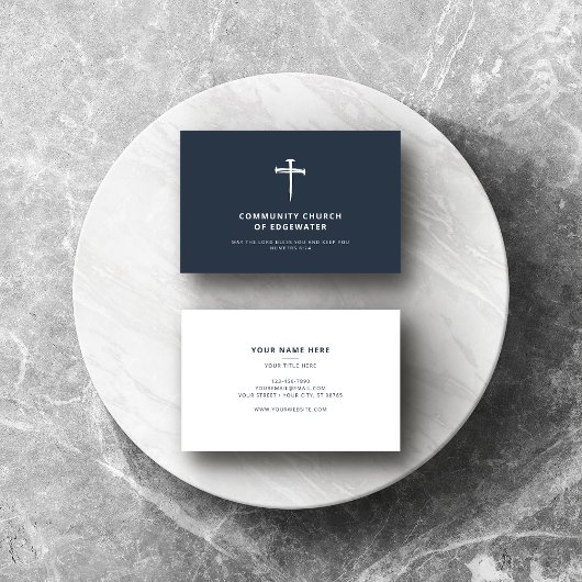 Carte De Visite Église Ministre Pastor Croix minimale des ongles M
