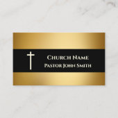 Carte De Visite Église Pastor Or Noir Élégant chrétien (Devant)