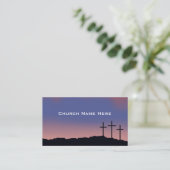 Carte De Visite Église / Trois croix religieuses avec code QR (Debout devant)