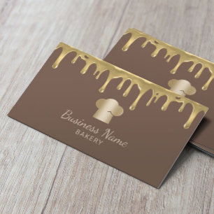 Carte De Visite Égouttement d'or de casquette de chef de gâteaux