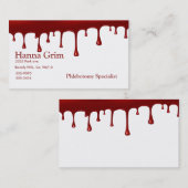 Carte De Visite Égouttement rouge sanglant de sang sur le blanc (Devant / Derrière)