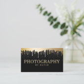 Carte De Visite Égouttements noirs modernes d'or de parties (Debout devant)