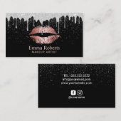 Carte De Visite Égouttements roses de parties scintillantes (Devant / Derrière)