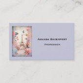 Carte De Visite Eiffel Tower Butterflies and Flowers (Devant)