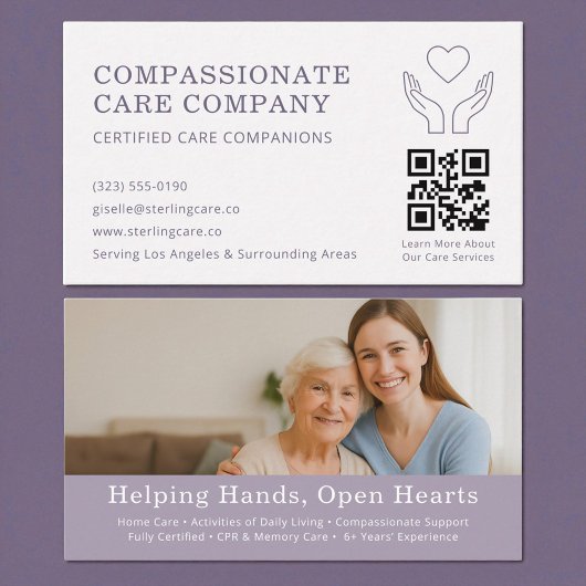 Carte De Visite Elderly Home Help Professional QR Code