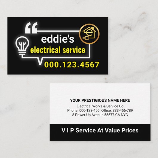 Carte De Visite Electric Bulb Circuit Bubble Speech (Devant / Derrière)