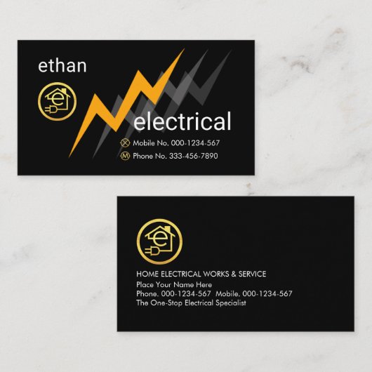 Carte De Visite Electric Lightning Powers Letter-e Electrical (Devant / Derrière)