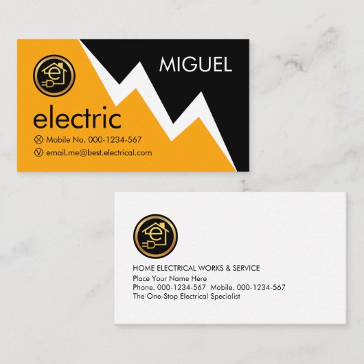 Carte De Visite Electric Lightning Powers Your Name (Devant / Derrière)