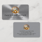 Carte De Visite Electric Saw Rooftop On Silver Metallic Layer (Devant / Derrière)