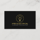 Carte De Visite Electrical Contractor Light Bulb Logo Black (Devant)