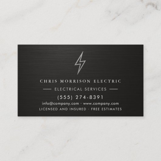 Carte De Visite Electrical Contractor Silver Metallic (Devant)