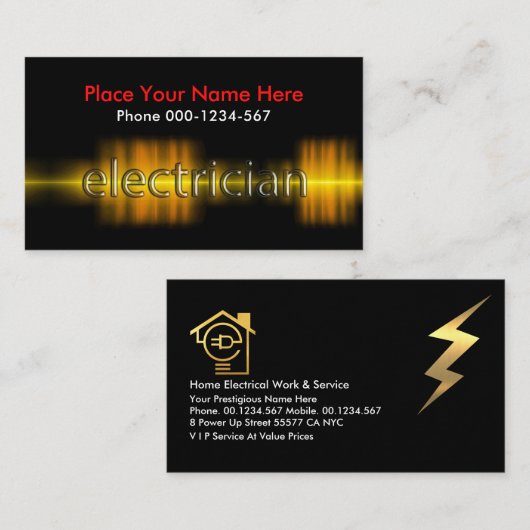Carte De Visite Electrical Current Powers Electrician (Devant / Derrière)