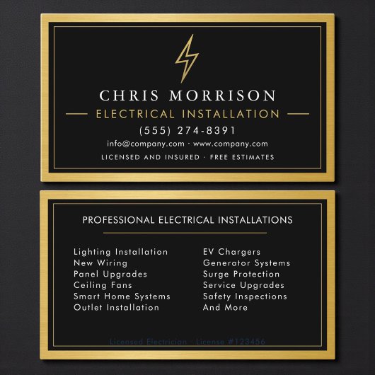 Carte De Visite Electrical Installation Electrician Metallic