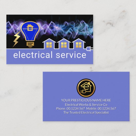Carte De Visite Electrical Lightning Charging Home Wiring Circuit (Devant / Derrière)