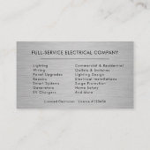 Carte De Visite Electrical Services Electrician Silver Metallic (Dos)