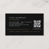 Carte De Visite Electrician Black & Gold Metallic QR Code (Dos)
