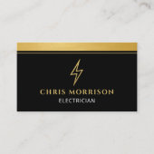 Carte De Visite Electrician Black & Gold Metallic QR Code (Devant)