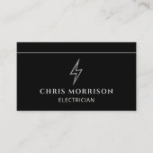 Carte De Visite Electrician Black & Silver Professional QR Code (Devant)