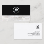 Carte De Visite Electrician Bold Argent Electric Plug Icon élégant (Devant / Derrière)