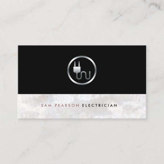 Carte De Visite Electrician Bold Electric Plug Icon Simple Elegant (Devant)