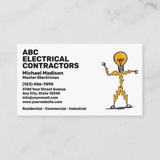 Carte De Visite Electrician | Electrical Contractor (Devant)