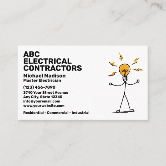 Carte De Visite Electrician | Electrical Contractor (Devant)