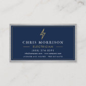 Carte De Visite Electrician Electrical Contractor Metal Navy Blue (Devant)