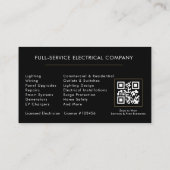 Carte De Visite Electrician – Modern Black Gold Electrical Service (Dos)