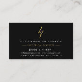Carte De Visite Electrician – Modern Black Gold Electrical Service (Devant)