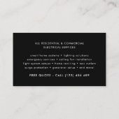 Carte De Visite Electrician Modern Black Professional Electric (Dos)