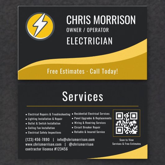 Carte De Visite Electrician QR Code