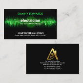 Carte De Visite Électricien à impulsion électrique verte (Devant / Derrière)