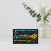 Carte De Visite Électricien alimente le circuit électrique à domic (Debout devant)