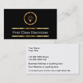Carte De Visite Électricien Classique De Haut Niveau (Devant / Derrière)