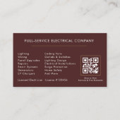 Carte de Visite Électricien Code QR Moderne Bourgo (Dos)