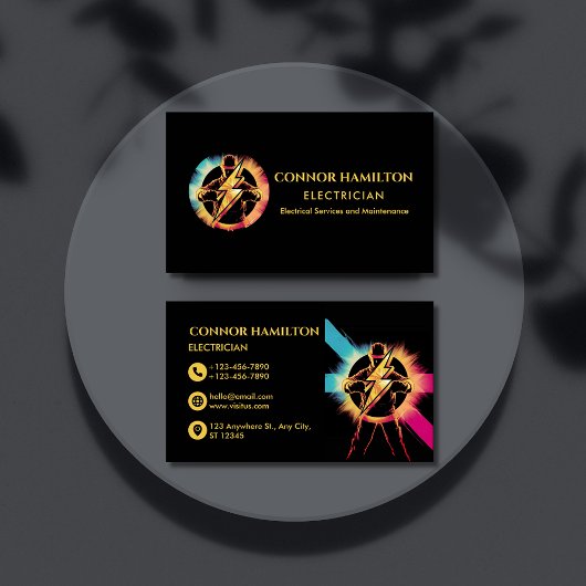Carte De Visite Electricien Cool moderne et tendance à la foudre