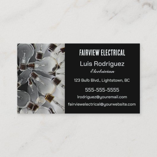 Carte De Visite Électricien d'ampoules modifiables (Devant)
