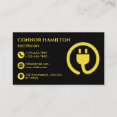 Carte De Visite Electricien de câble Jaune Cool moderne (Devant)