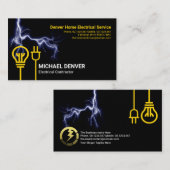 Carte De Visite Électricien de foudre bleu bouchon jaune (Devant / Derrière)