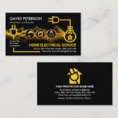 Carte De Visite Électricien de foudre de circuit électrique jaune (Devant / Derrière)