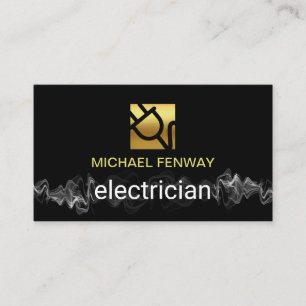 Carte De Visite Électricien de la prise d'électricité Gold Ligh