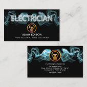 Carte De Visite Électricien d'éclairage électrique bleu lumineux (Devant / Derrière)