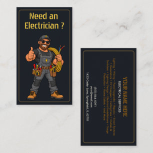 Carte De Visite Électricien drôle Corrige Guy Mascotte Sombre