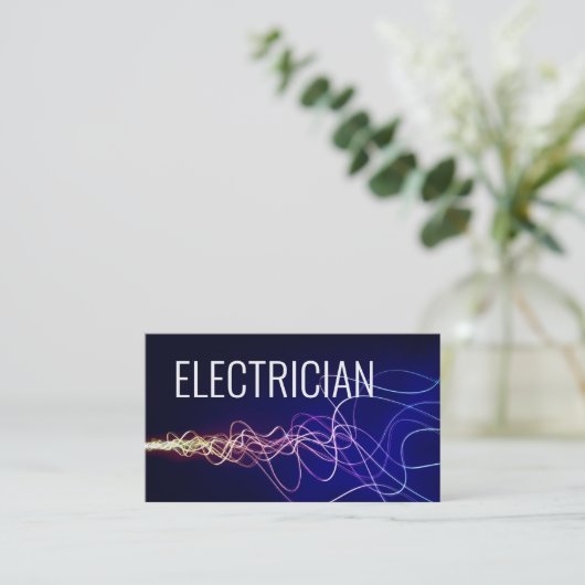 Carte De Visite Électricien Électrique Bleu Gradient (Debout devant)